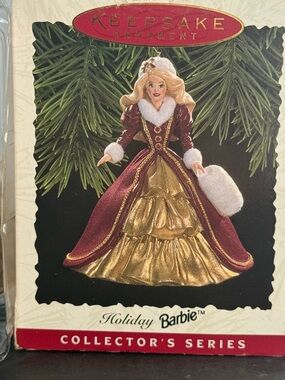 Barbie Burgundy and Gold Holiday Ornament